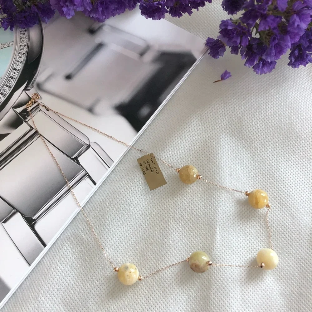 Necklace—14KT Gold Genuine Stone